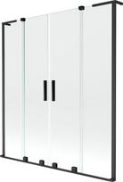 Mexen Velar L Duo dvivėrės stumdomos vonios ekranas 160 x 150 cm, permatomas, juodas - 896-160-003-02-70