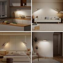 Ruda LED sieninis šviestuvas medinis sukamasis magnetinis belaidis — miegamojo sieninis šviestuvas, skaitymo šviestuvas, įkraunama naktinė lempa, nuotolinis sieninis šviestuvas, modernus sieninis apšvietimas, drabužinės šviestuvas