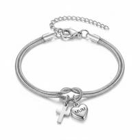 Stainless Steel Waterproof Engraved MUM Love Cross Concentric Knot Bracelet for Women Exquisite Bracelet Mother's Day Gift sidabras