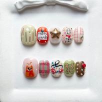 Cute Hand-Painted Press-On Nails Short Square Cat Eye Design Sweet Ins Style Nail Art Women Extra Small