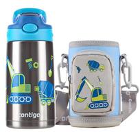 Contigo Children's Insulated Water Bottle, Stainless Steel Straw Cup, 400ml, Excavator Design, HBC-GIZ263VP+