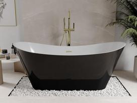 Mexen Celia laisvai pastatoma vonia 170 x 75 cm, balta/juoda, auksinis šlifuotas perpylimas - 52331707575-55, 170 x 75 cm