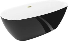 Mexen Luvo Slim laisvai stovinti vonia 170 x 75 cm, balta/juoda, aukso spalvos persipylimas - 52801707575-50