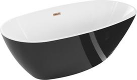 Mexen Eris laisvai stovinti vonia 155 x 80 cm, balta/juoda, persipylimas rožinis auksas - 53441558075-60, 155 x 80 cm