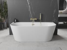 Mexen Oval+ laisvai stovinti bet prie sienos montuojama vonia 170 x 80 cm, balta, aukso perteklius - 52681708000-50, 170 x 80 cm