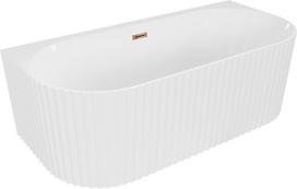 Mexen Sella laisvai pastatoma prie sienos rifliuota vonia 150 x 75 cm, balta blizgi, perpilimas rožinis auksas - 52711507500-60, 150 x 75 cm