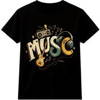 Music T Shirt Boombox Guitar Headphones Retro DJ Sound Graphic Tee XXL
