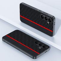 Applicable to Samsung S24FE mobile phone case Carbon fiber pattern Kevlar pattern anti-drop ultra-thin Samsung Galaxy case Samsung s24fe raudona