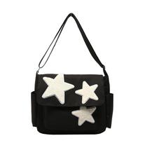 New trendy red messenger bag women's niche design five-pointed star class casual shoulder bag juoda