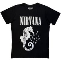 Nirvana Carbon TShirt Seahorse Logo Mono Black OFFICIAL NEW XL