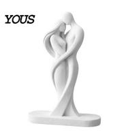 Matte Finish Sculpture Abstract Human Body Statue, Female Figurine Embracing Love Sculpture, 3D One-Piece Molding Couple Shape Statue for Living Room balta
