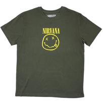 Men's Nirvana Yellow Smiley T-shirt Large Green M