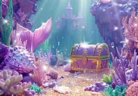 Underwater Castle Mermaid Birthday Backdrop – Kids' Party & Baby Shower Decor, Photography Banner-Tapestry 85x75cm
