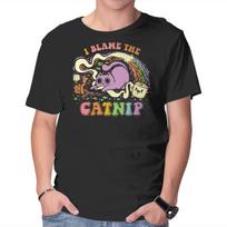 Unisex Crew Neck T-Shirt I Blame The Catnip Graphic Short Sleeve Casual Tee S
