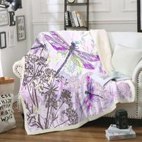 Aesthetic Dragonfly Floral Print Throw Blanket Cozy Fleece Knit Accent Decor For Sofa Chair Bed Home Decor Gift 70x100cm28x39in