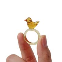 Overlay Handmade Glass Bird Ring Childishness Exquisite Flowers Finger Ring Cute Vintage Coloured Glaze Ring Girls