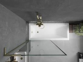 Mexen Next L vonios uždanga, 1-krypčių, 90 x 150 cm, juodas rėmas, auksinė - 895-090-000-03-70-50