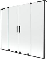 Mexen Velar L Duo vonios sienelė, dviejų dalių stumdomos, 170 x 150 cm, skaidri, juoda - 896-170-003-02-70