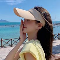 Summer Ice Silk Sun Caps For Men Women Long Brim Uv Protection Visors Empty Top Baseball Cap Sport Outdoor Sunscreen Accessories chaki
