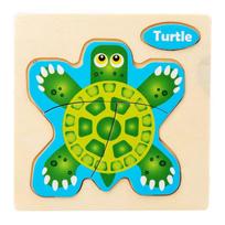 3D Wooden Puzzle Kids Cartoon Animal Traffic Jigsaw Puzzle Montessori Toys for Children Intelligence Early Learning Educational jūrų vėžlys