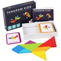 Mediniai Tangram dėlionės stalo žaidimai Vaikams Montessori edukaciniai žaislai Vaikams darželyje Geometrinių formų mokymo priemonės