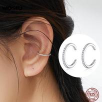WOSTU 925 Silver Ear Cuff Clip Earrings Round Zircon Without Piercing Stack Earrings For Women Fashion Jewelry CQE842 China Mainland
