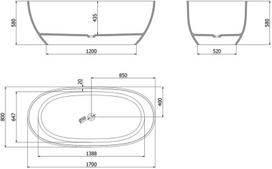 Mexen Pure alyvuogių laisvai stovinti vonia permatoma 170 x 80 cm, chromuotas kamštis - 58071708001, 170 x 80 cm