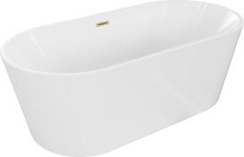 Mexen Luna laisvai pastatoma vonia 140 x 75 cm, balta, persipylimo anga aukso spalvos - 52031407500-55, 140 x 75 cm