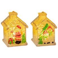 Kalėdinis LED namelis dekoracija Kalėdos Rinkinys 2 vnt. 8x5 cm — kalėdinės dekoracijos, šviečiančios figūrėlės, kalėdų miestelis, stalo dekoracija, led nameliai, žieminės dekoracijos, kalėdinės figūrėlės