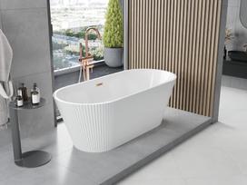 Mexen Yara laisvai pastatoma rifliuota vonia 170 x 75 cm, balta, perpildymo rožinis auksas - 52861707500-60, 170 x 75 cm
