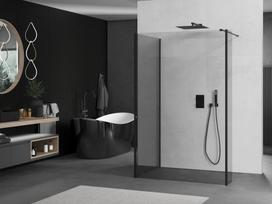 Mexen Kioto dušo sienelė Walk-in 110 x 80 x 40 cm, skaidri, juoda - 800-110-080-221-70-00-040