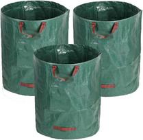Sodo atliekų maišai Rinkinys 3 Patvarūs Talpūs Žali 272L 67x76 cm — lapų konteineris, sodo krepšys, žolės krepšys, sodininkystės įrankiai, šakų maišas, sodo tvarkymas, atliekų rūšiuoklė