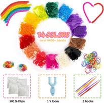 600pcs /pack Loom Rubber Band Refill Kit in 14 Colors Bracelet Making Kit for Kids Weaving DIY Crafting Gift with Toys gryna