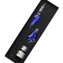 Ink Pen Easy Clean Writing Bright Color Student Gift Glass Pen tamsiai mėlyna spalva