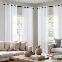 Užuolaidos iš voalo su žiedais elegantiškos baltos 4 vnt 140 x 175 cm — užuolaidos svetainei, permatomos užuolaidos, lango dekoras, užuolaidos miegamajam, namų tekstilė, užuolaidos karnizui, lengvas voalius