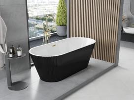 Mexen Yara laisvai pastatoma rifliuota vonia 170 x 75 cm, balta/juoda, aukso perpildymas - 52861707575-50, 170 x 75 cm