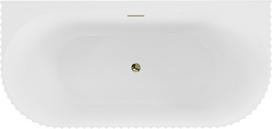 Mexen Sella laisvai stovinti vonia prie sienos rifliuota 170 x 80 cm, blizgi balta, auksinis persipylimas - 52711708000-50, 170 x 80 cm