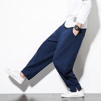 Cotton Linen Pants Men Baggy Casual Trousers Male Walking Wide Leg Loose Sweatpants Chinese Summer Jogger Pants M