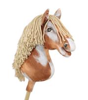 Hobby Horse Large Premium Stick Horse - Piebald Tobiano with Beige Mane A3