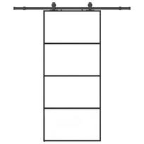 Sliding Door with Fitting Black 90 x 205 cm ESG Glass