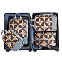 4pcs/set Foldable Packing Cubes Printed Travel Packing Organizer Suitcases Bag  Business Trip Style5