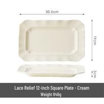 Premium Cream Style Embossed Ceramic Square Plate