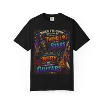 Twinkling of the Stars Bury Me With My Guitars T-shirt | Skeleton Guitar Rock XS