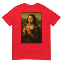 Mona Lisa Eating Pizza Funny Classic Art Pizza Foodie Mashup TShirt S