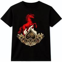 Poker T Shirt Horse Spade Playing Card Casino Gambling Graphic Tee S
