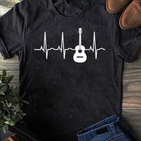 Acoustic Guitar Heartbeat Shirt - Guitar Musician T-Shirt- Funny Guitar Shirts For Men, Guitar Player, Cool Music T-Shirt, Gift For Musician XL