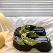 Anti-slip Shoes - New Style Casual Thick-soled Flip-flops for Women 35 žalia