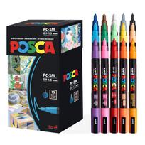 Posca Mitsubishi Pencil Fine Round 15 PC3M15C Water-Based Pen, Tip, Nib, Colors,