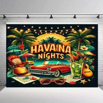 Vibrant Havana Nights Tapestry With Classic Car, Mojito, And Tropical Vibes For A Festive Wall Decor 100x150cm