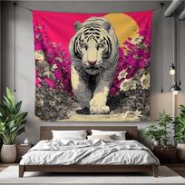 Hot Pink Tiger Tapestry Aesthetic – Maximalist Dopamine Room Decor,Cute Trendy Wall Art For College Dorm Essentials & Teen Girls 70x100CM